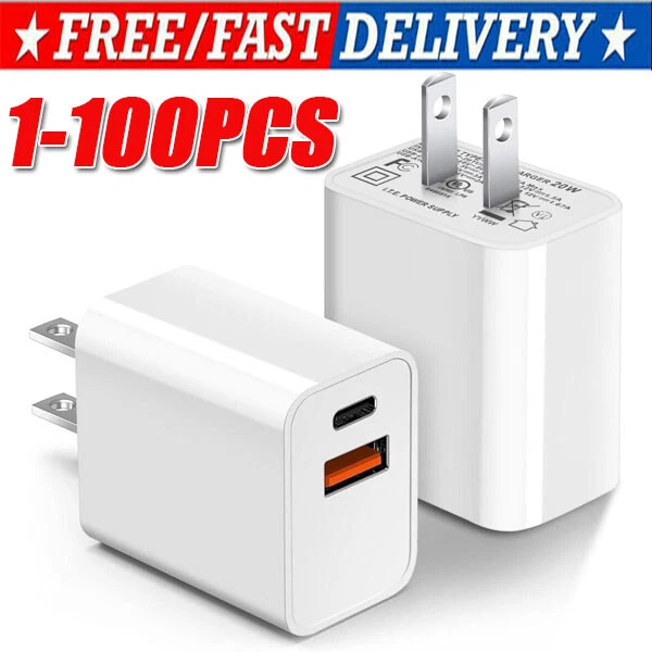 Lote Adaptador de Corriente de Pared USB Tipo C Bloque Cargador Rápido para iPhone 14 13 12 11 20W Foto 1 de 4