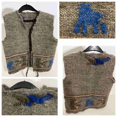 Chaleco HECHO A MANO Tejido de Lana para Hombre de los Cárpatos Talla M/L Pecho 45" Nuevo Foto 1 de 4