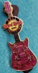 AMSTERDAM 2011 HAPPY GUITAR SERIES #2 PINK FLOWERS FLORAL Hard Rock Cafe PIN LE - Picture 1 of 1