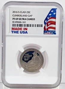 Cuarto ATB revestido S 2016 - 25c - Cumberland Gap - PF69 Ultra camafeo - Hecho en EE. UU. - Imagen 1 de 3