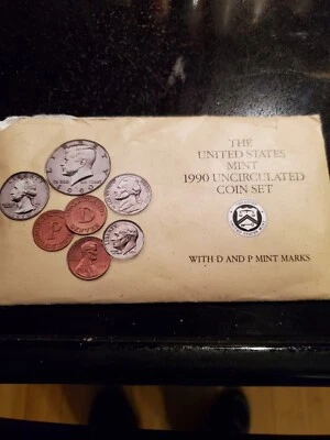 1990 US 10 Coin Uncirculated Mint Set Philadelphia and Denver Mint - Image 1 of 4