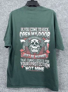 T-shirt Port & Company uomo taglia XL verde grafica manica corta protezione teschio - Foto 1 di 5
