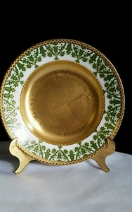Antico set 11 piattini limoges 1900 Ovington Brothers New York oro verde - Foto 1 di 10