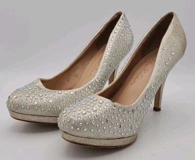 Colección De Blossom Mujer Talla 8 Estrás 4" Tacones Plateados Boda Concurso Foto 1 de 4