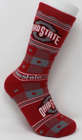 Ohio State Buckeyes NCAA FBF Ugly Christmas Sweater Plaid Crew Socks *Large Cover