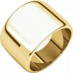 14mm Wide Band in 14K Yellow Gold Not Tapered Barrel Band Wide Wedding Ring - Picture 1 of 8