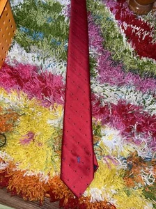 Yves Saint Laurent YSL Men Silk Red Blue Pointed Neck Tie Classic Adjustable - Picture 1 of 3