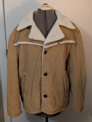 Ely Walker Weather Jack Coat Vintage Jacket Tan Corduroy Sherpa Lined Size M - Image 1 of 4
