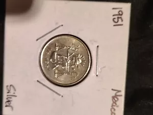 1951 MEXICO 25 CENTAVOS SCALE BALANZA SILVER COIN KM 443 - Picture 1 of 2