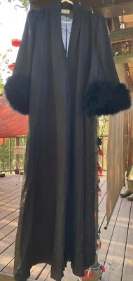 Vintage 1960's CLAIRE SANDRA LUCIE ANN of BEVERLY HILLS Black Maribou Robe - Image 1 of 4