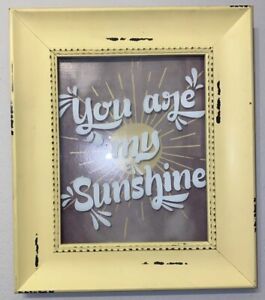 You Are My Sunshine Yellow Wood Frame Wall Sign Home Decor 14”x12” At Home EUC