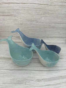 4 Anthropologie Whale Tail Measuring Cups Beach Nautical Coastal Beachy Blue - Bild 1 von 8