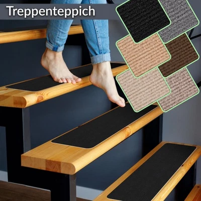 Stufenmatte Treppenmatte Treppenteppich Stufenteppich selbsthaftend viele Größen - Bild 1 von 4