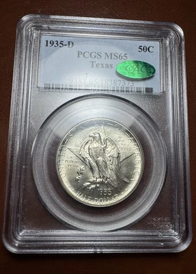 1935 D Texas Commemorative Half Dollar PCGS MS65 CAC - Image 1 of 4