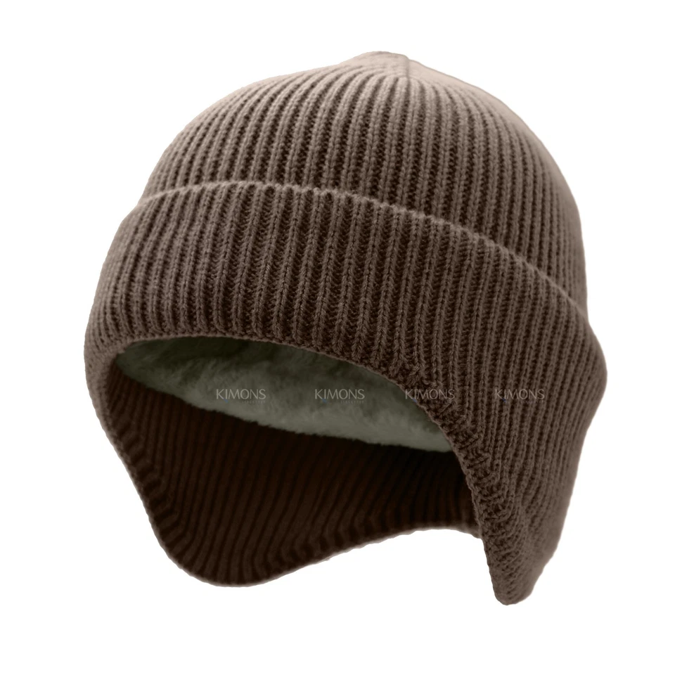 Gorro con orejeras forrado de piel sintética gorra tejida sombrero de esquí invierno cálido ciclismo al aire libre Foto 1 de 4