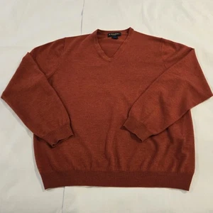 Brooks Brothers Maglione Pullover Uomo Elasticizzato Misto Lana Merino Arancione Marrone L - Foto 1 di 10