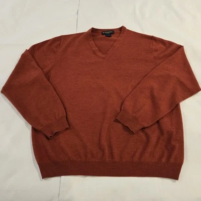 Suéter Pullover Brooks Brothers Para Hombre Elástico Mezcla Lana Merino Naranja Marrón L Foto 1 de 4