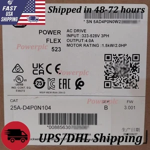 New Sealed Allen-Bradley 25A-D4P0N104 Ser B PowerFlex 523 AC Drive 1.5kW 2.0HP - Picture 1 of 8