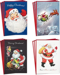 Schachtelte Weihnachtskarten, Vintage Weihnachtsmann (4 Designs, 12 Karten und Umschläge) - Bild 1 von 12
