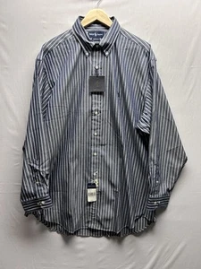 Camisa Polo Ralph Lauren Para Hombres Botones Yarmouth 17 1/2 34/35 Rayas Azules - Imagen 1 de 10