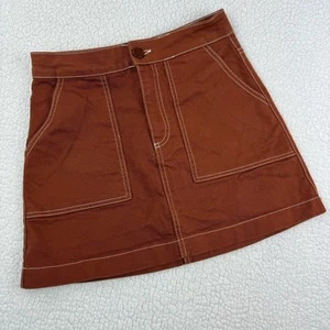Zara Short Skirt TRF Collection Jean Size 26 Orange A-with Contrast Stitching - Picture 1 of 7
