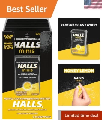 192 Minis sin azúcar miel limón gotas para la tos para un alivio eficaz de la tos en cualquier lugar Foto 1 de 4