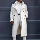 Trendy Men's Trench Coat Cardigan Long Jacket Formal Overcoat Khaki M 2XL