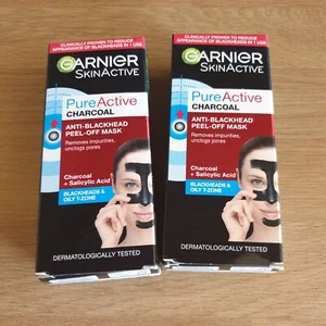Garnier Pure Active Anti-Blackhead Charcoal Peel-Off Face Mask 50ml X 2 - Picture 1 of 4