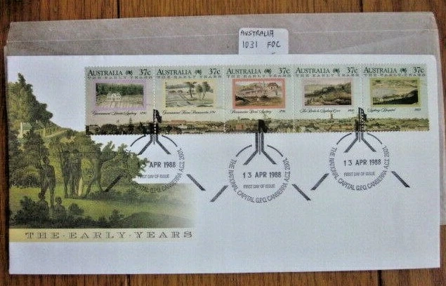 AUSTRALIA THE EARLY YEARS 1790-1803 5 STAMP SET 1986 FDC #1031 CANBERRA CANCEL - Image 1 of 1