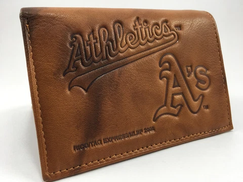 Oakland Athletics Trifold Gift Set Embossed Leather MLB Team Wallet Key Ring NIP Cover