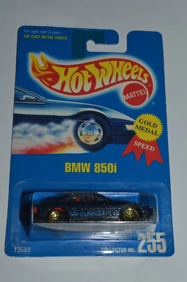 1993 Hot Wheels BMW 850i золотая медаль скорость металлический синий кружева колеса #255 микрофон  - Изображение 1 из 4
