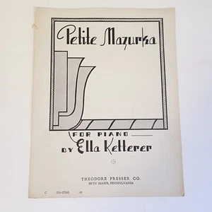 Vintage 1941 Petite Mazurka For Piano by Ella Ketterer Sheet Music - Picture 1 of 8