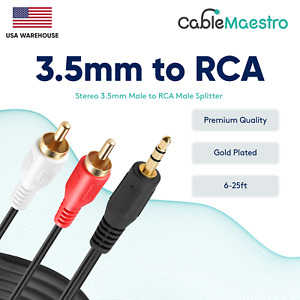 3.5mm Audio to 2 RCA Cable Aux Stereo Car 1/8" Sound Cord Wire Male Y Splitter