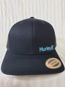 Gorra/sombrero Hurley Corp Staple Trucker negro/negro malla trasera Snapback - Imagen 1 de 8