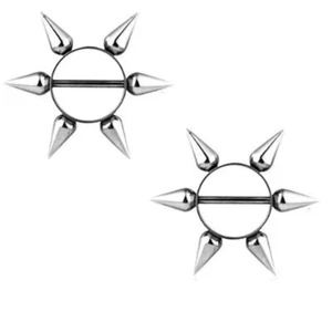 Body Accentz™ Nipple Ring Bars Spike Jewelry Pair 14 gauge Sold as pair - Picture 1 of 1