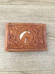 Vintage Rockmount Ranch Wear Tooled Leather Horse Money Buckle Hidden Wallet - Picture 1 of 5
