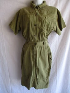 Vestido Camisa Vaquera De Colección Cherokee Para Mujer Jean Verde Oliva Manga Corta Botón - Imagen 1 de 12