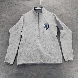 Sporting Kansas City Sweater Womens Medium Antigua Gray Half Zip MLS Soccer