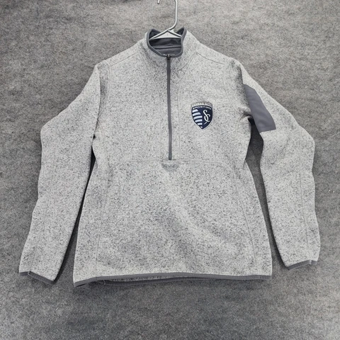 Sporting Kansas City Sweater Womens Medium Antigua Gray Half Zip MLS Soccer Cover
