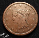 1840 Braided Hair Large Cent Small Date Fine