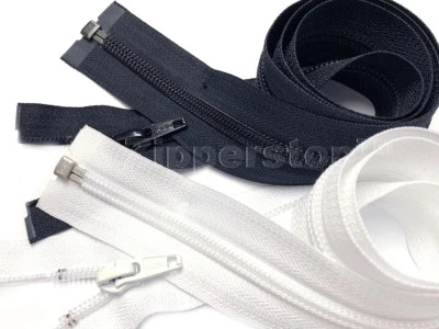 10pcs YKK #5 7" - 48" Nylon Coil Jacket Zipper Separating Black or White - Image 1 of 4