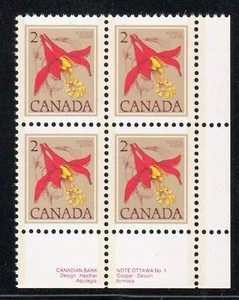 1977 Canada SC# 707 LR Floral Defini. Western Columbine Plate Block M-NH # 2711d - Picture 1 of 1