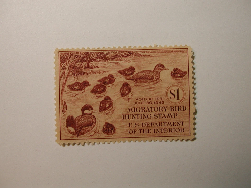 U.S. Stamp Scott #RW9 US Department of Agriculture $1 Migratory Bird Hunting ... - Image 1 of 2