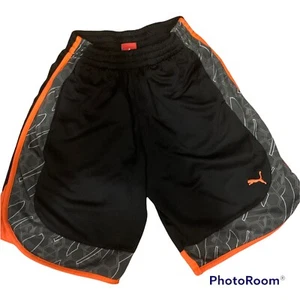 Puma Boys Black Gray & Orange Athletic Shorts Medium Kids - Picture 1 of 4