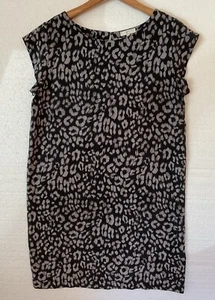 joie silk dress women S Leopard animal print black short sleeveless Black Gray - Picture 1 of 10