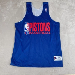 VTG Champion NBA Detroit Pistons Jersey Mens 2XL Blue Preowned Sports Basketball - Picture 1 of 5