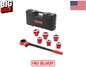 Manual Pipe Threader Set with Ratchet & 6 NPT Dies for Iron, Copper, Aluminum - Picture 1 of 8