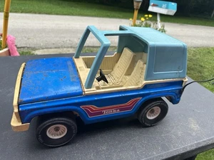 VINTAGE Tonka Bronco 835 TR Large 18” Blue T-Top 1970s Pressed Steel Toy Jeep - Picture 1 of 5