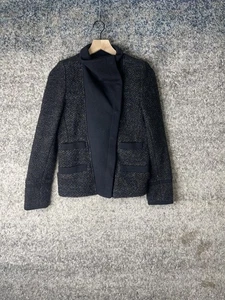 IRO Jacket Womens 36 Black Boucle Tweed Sydney Asymmetrical Moto Wool Blend - Picture 1 of 7
