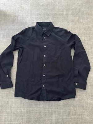 A.P.C. Corduroy Shirt Mens Small Black Button Down Long Sleeve - Imagem 1 de 4